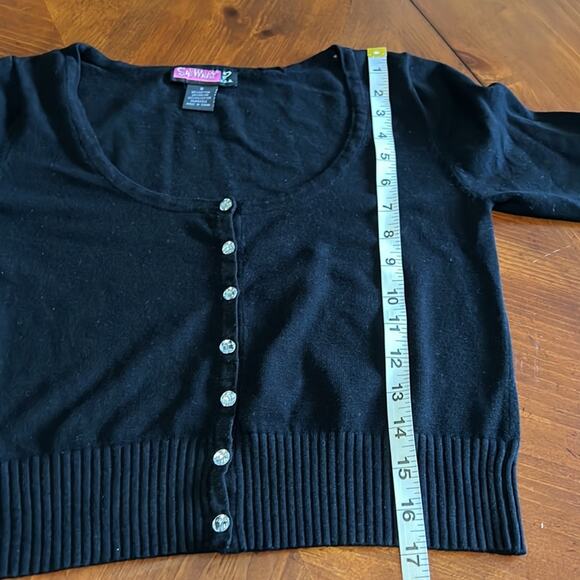 Say What? Size S Black Cropped Cardigan Sweater Size Small - Picture 8 of 8